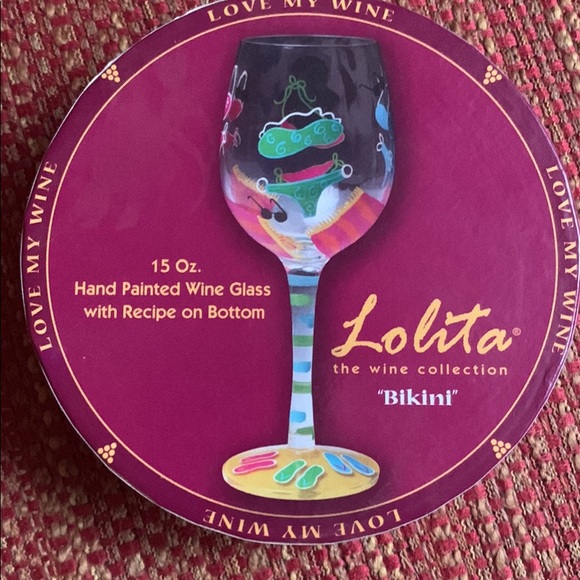 Lolita “Bikini” 15 oz Hand Painted Wine Glass NEVER USED! Mint!! - Picture 6 of 6